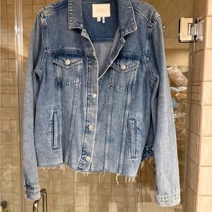 PAIGE Distressed Light Blue Jean Jacket
